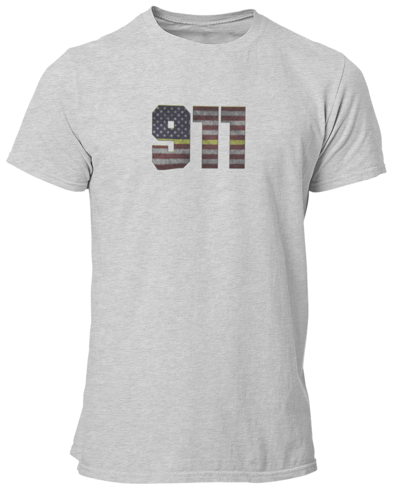 911 Dispatcher Thin Gold/Yellow Line Flag Unisex T Shirt - Cold Dinner Club