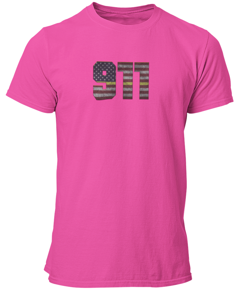 911 Dispatcher Thin Gold/Yellow Line Flag Unisex T Shirt - Cold Dinner Club