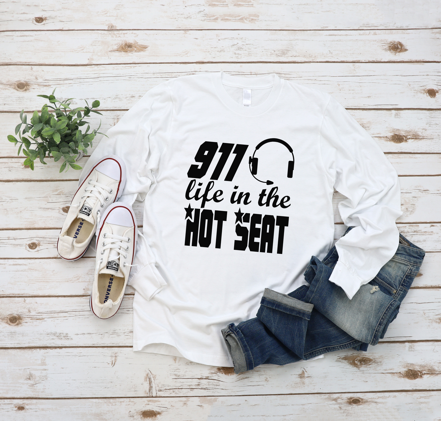 911 Life in the Hot Seat - Dispatchers Bella+Canvas Long Sleeve T Shirt - Pooky Noodles