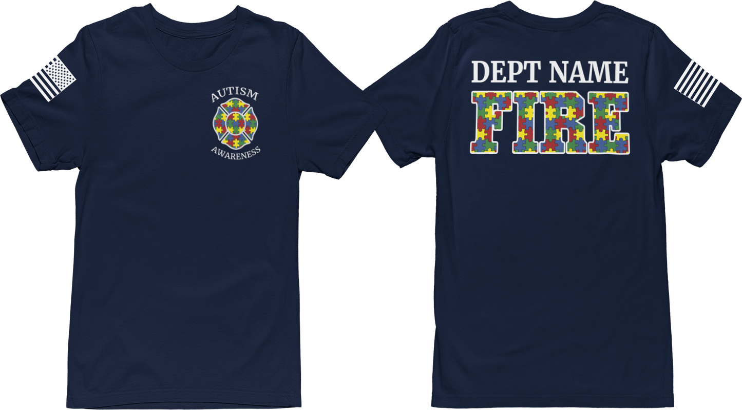 Customized Fire Department Autism Awareness Unisex T Shirts - Cold Dinner Club