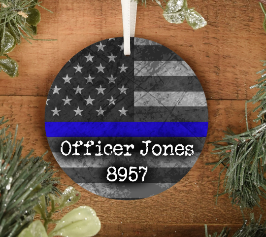 Police Officer Personalized Ornament | LEO Gifts | Highway Patrol Sheriffs Department Deputy Ornament | LEO Gift | Durable Metal - Cold Dinner Club