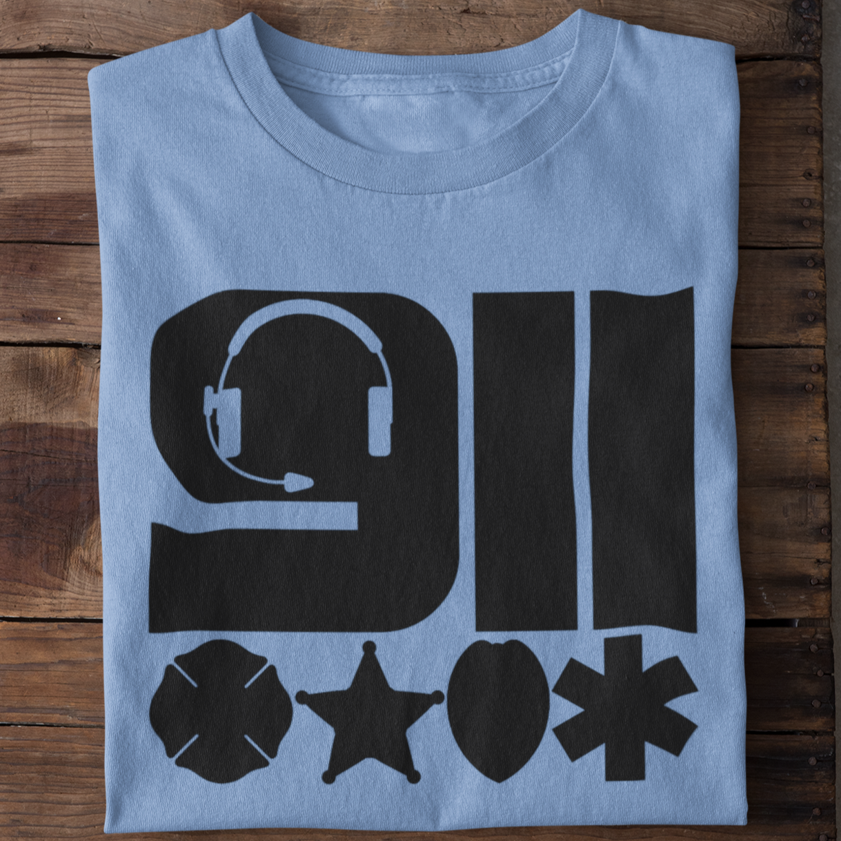 911 Headset & Badges Silhouettes Dispatcher T Shirt - Pooky Noodles