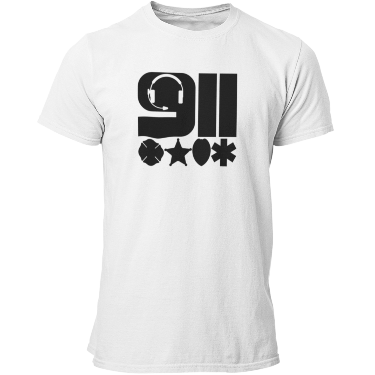 911 Headset & Badges Silhouettes Dispatcher T Shirt - Pooky Noodles
