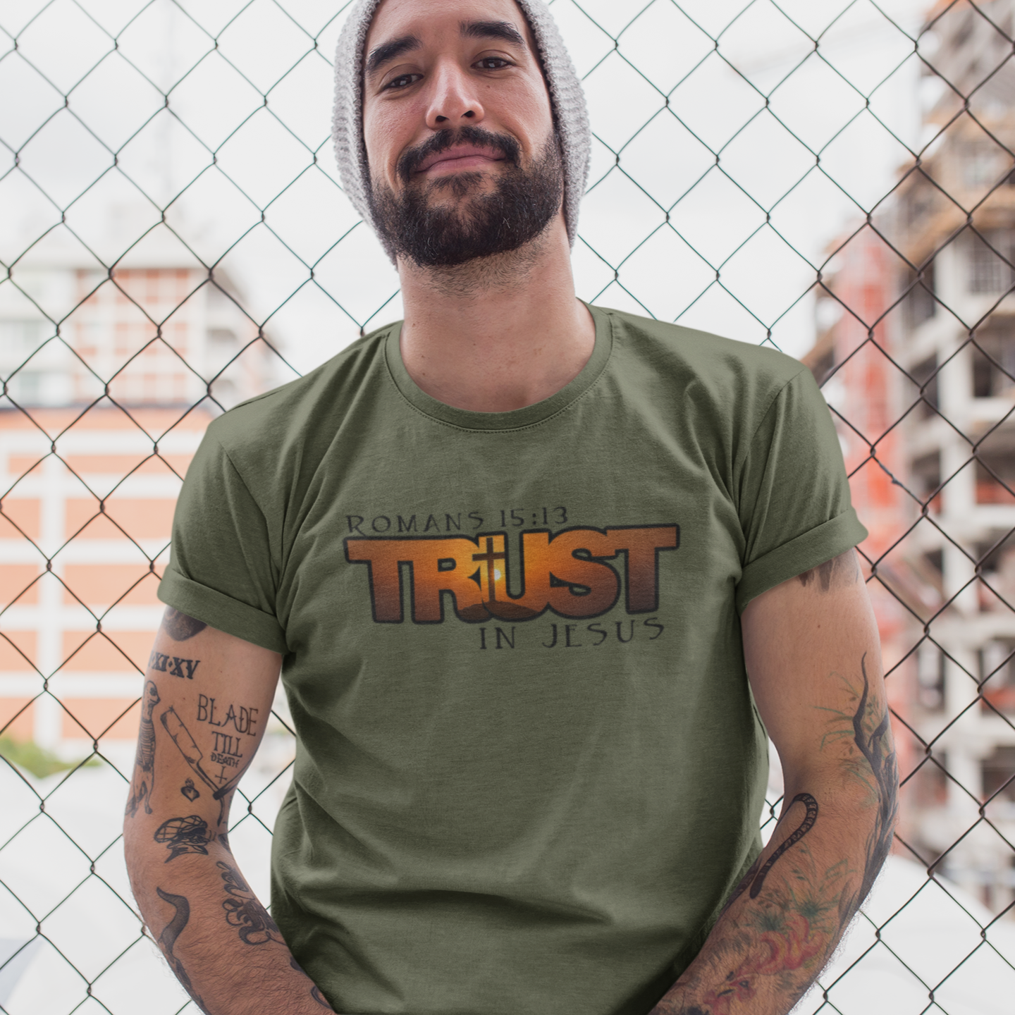 Christian T Shirt Trust In Jesus Romans 15:13 Scripture Verse