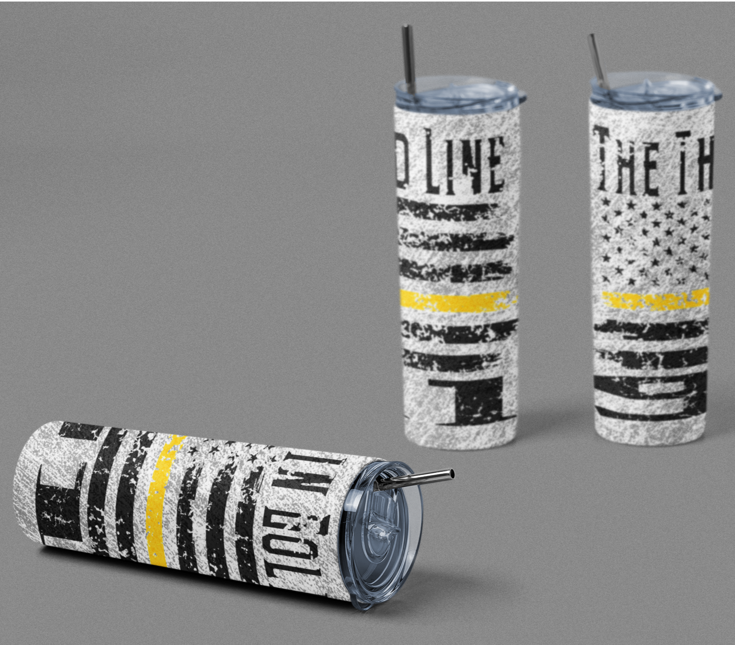 911 Dispatcher Thin Gold line Flag Stainless Steel 20 oz Tumbler - Cold Dinner Club
