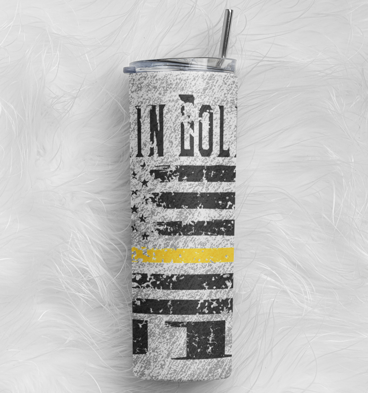 911 Dispatcher Thin Gold line Flag Stainless Steel 20 oz Tumbler - Cold Dinner Club