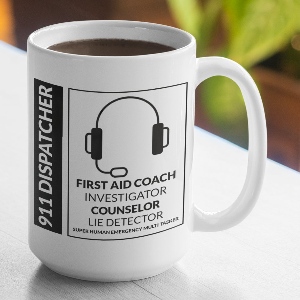 911 Dispatcher Super Human Emergency Multi Tasker Large Coffee Mug - Cold Dinner Club