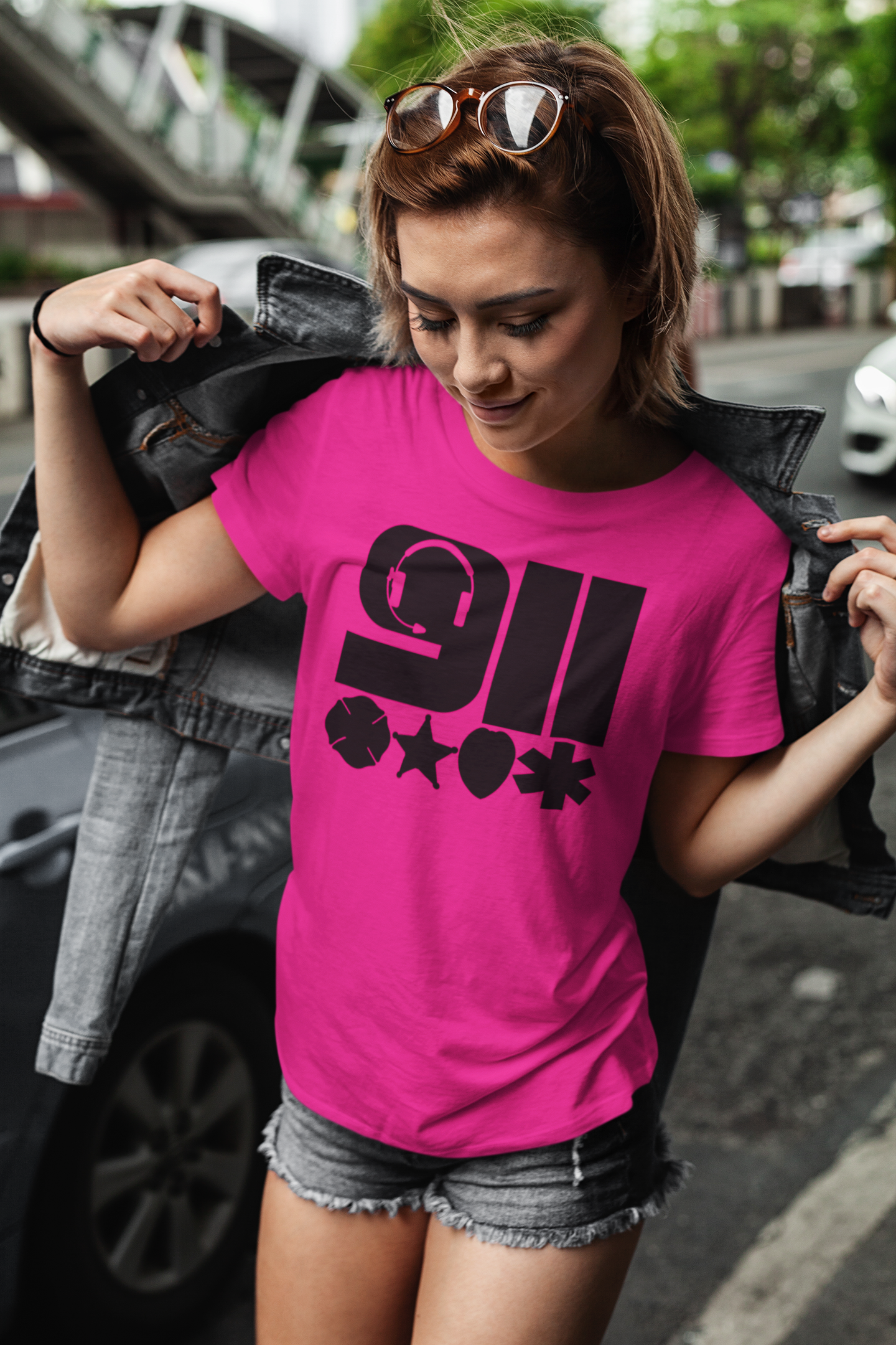 911 Headset & Badges Silhouettes Dispatcher T Shirt - Pooky Noodles