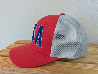 USA Hat with Puff Embroidery on a Richardson 112 Trucker Cap