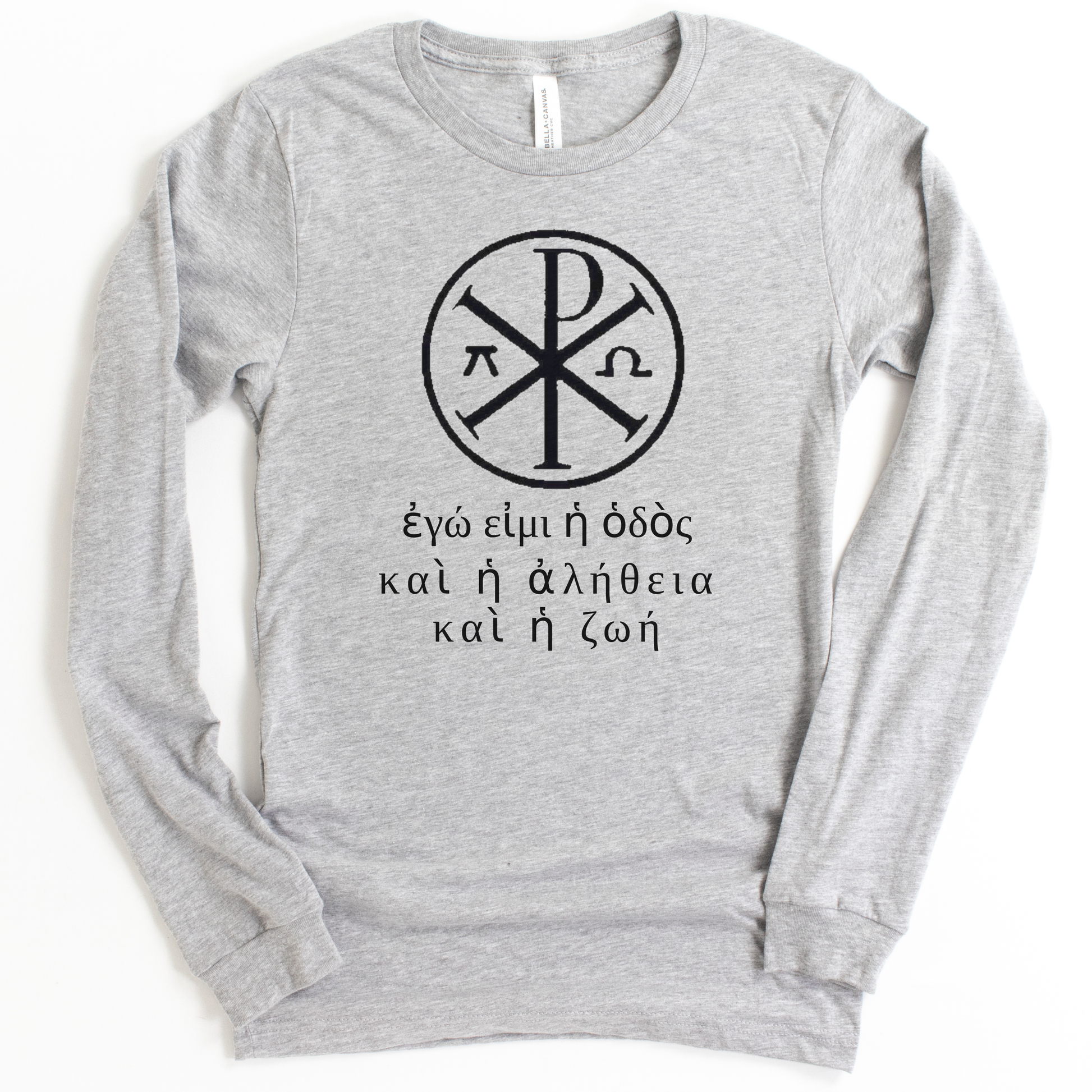 Greek Symbol and Text Christian Bella+Canvas Long Sleeve T Shirt - Pooky Noodles