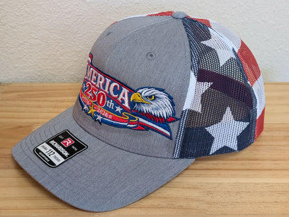 250th Anniversary America Richardson 112 Embroidered Hat Semiquincentennial USA Trucker Flag Hat Mesh Back Structured Cap Snap Back