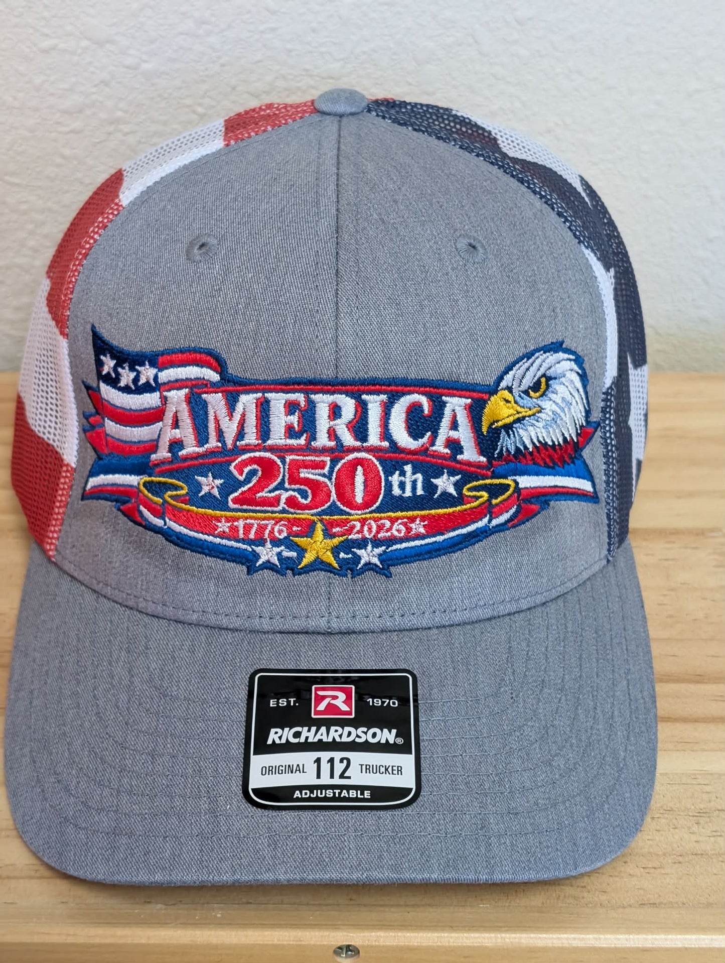 250th Anniversary America Richardson 112 Embroidered Hat Semiquincentennial USA Trucker Flag Hat Mesh Back Structured Cap Snap Back