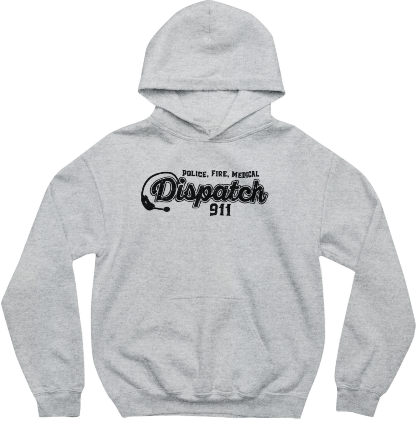 911 Dispatch Varsity Style Distressed Graphics Hoodie Sweater