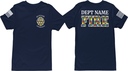 Customized Fire Department Autism Awareness Unisex T Shirts - Cold Dinner Club