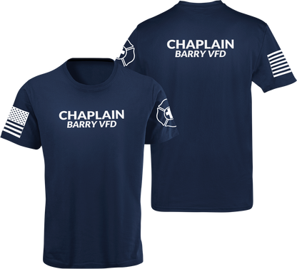 Chaplain T Shirt with Advancing US Flag and Cross on Sleeves - Cold Dinner Club