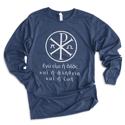 Greek Symbol and Text Christian Bella+Canvas Long Sleeve T Shirt - Pooky Noodles