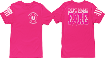 Pink Ribbon Fire Department Breast Cancer Awareness Unisex Uniform T Shirts