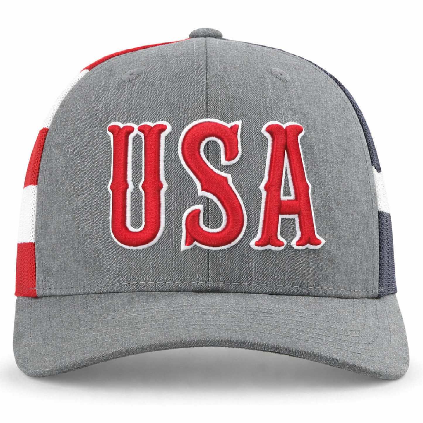 USA Hat with Puff Embroidery on a Richardson 112 Trucker Cap