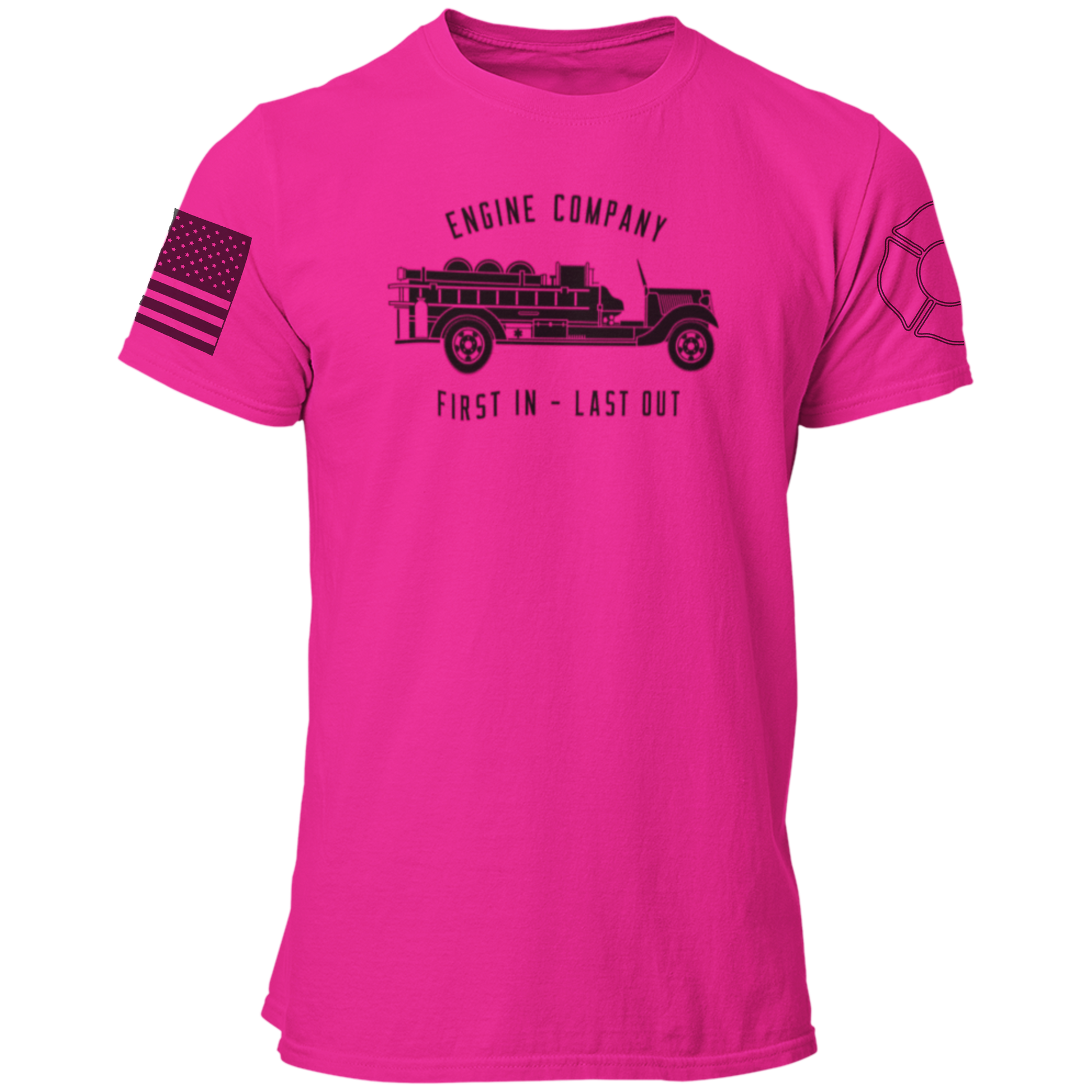 Engine Company First In Last Out Firefighter T Shirt - Pooky Noodles