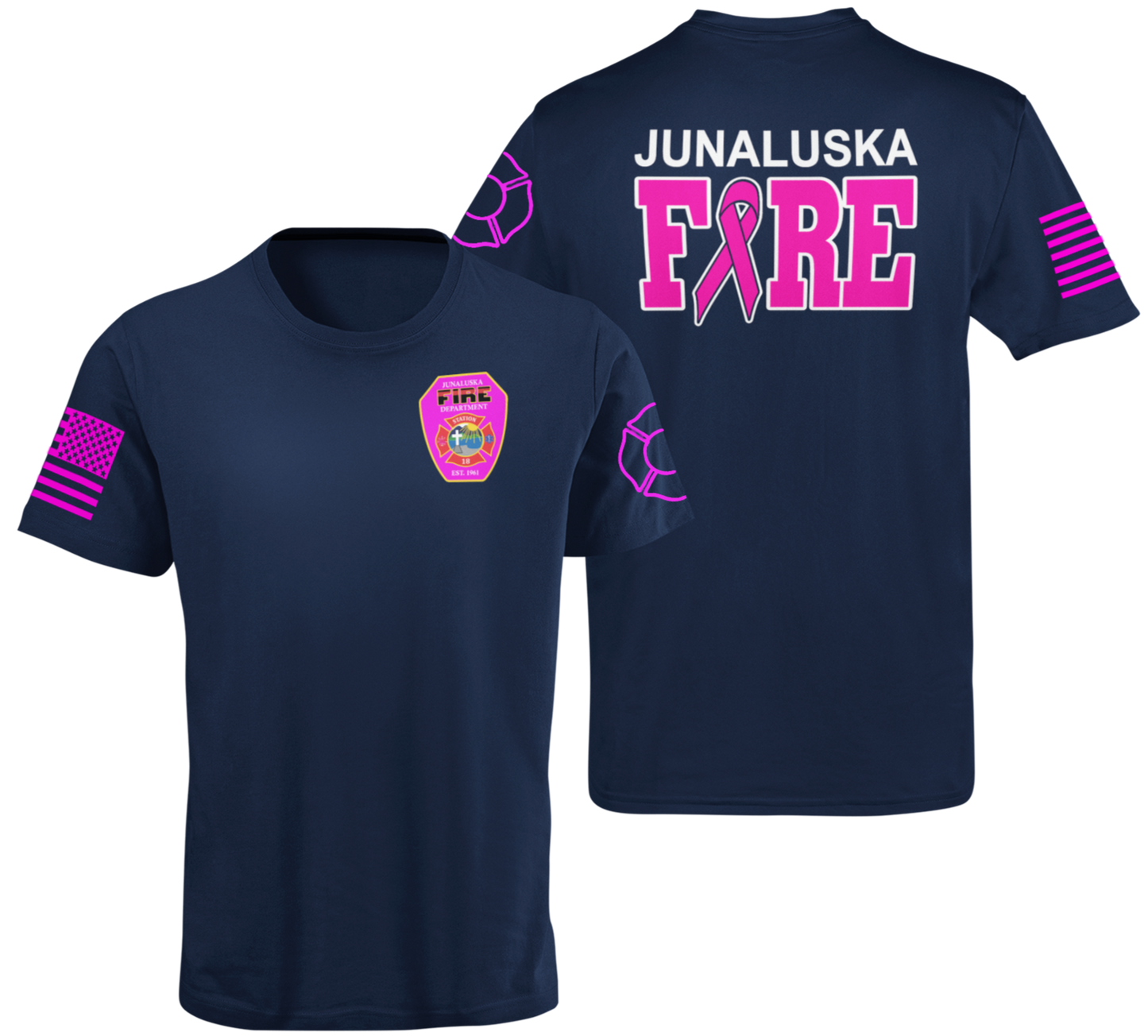 Fire Department Breast Cancer Awareness Unisex Uniform T Shirts - Cold Dinner Club