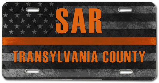 SAR License Plate Personalized on Search and Rescue Orange Line Flag - Cold Dinner Club