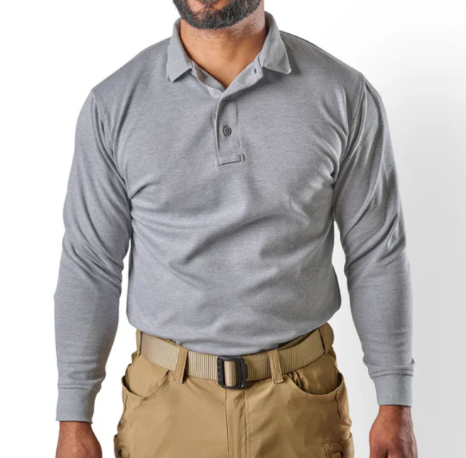 Tru-Spec Original Long Sleeve Polo Heather Grey Size Large