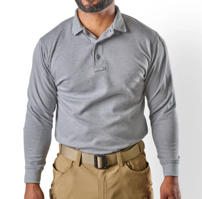 Tru-Spec Original Long Sleeve Polo Heather Grey Size Large