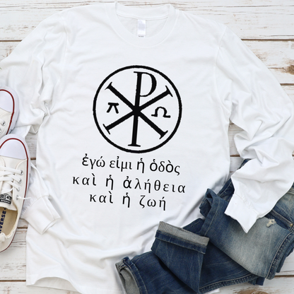 Greek Symbol and Text Christian Bella+Canvas Long Sleeve T Shirt - Pooky Noodles