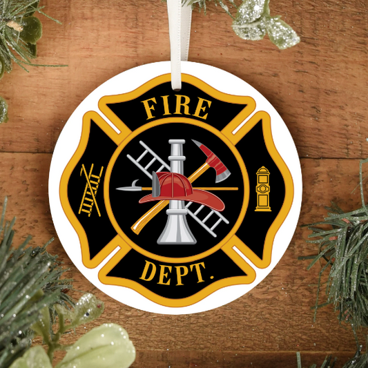 Firefighter Personalized Ornament | Firefighter Cross Ornament | Florian Cross | Maltese Cross | Fire Department Gift | First Responders - Cold Dinner Club