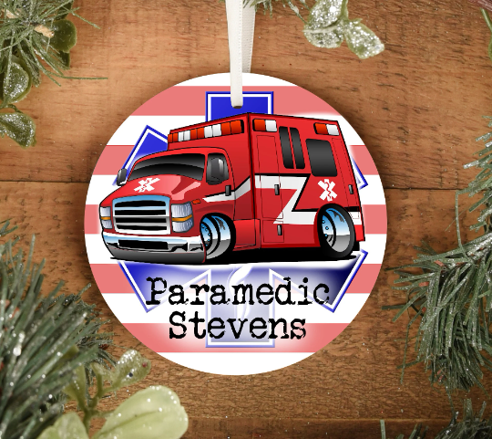 Paramedic Personalized Ornament | Thin Red Line Paramedic Ornament | First Responder Gifts | Durable Metal - Cold Dinner Club