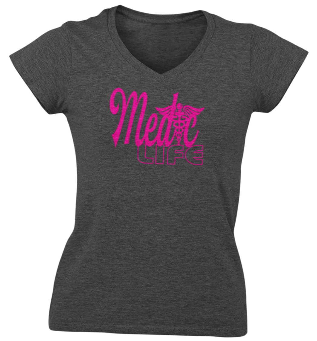 Medic Life Lady Paramedic V Neck T Shirt for Women, Girls, Female Medics - Cold Dinner Club