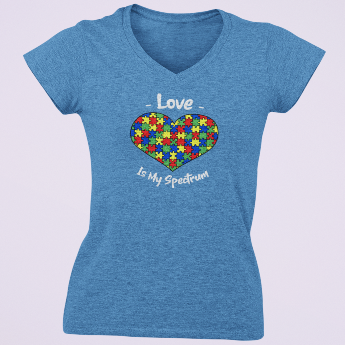 Love Is My Spectrum Autism Awareness V Neck Tee Shirt - Pooky Noodles