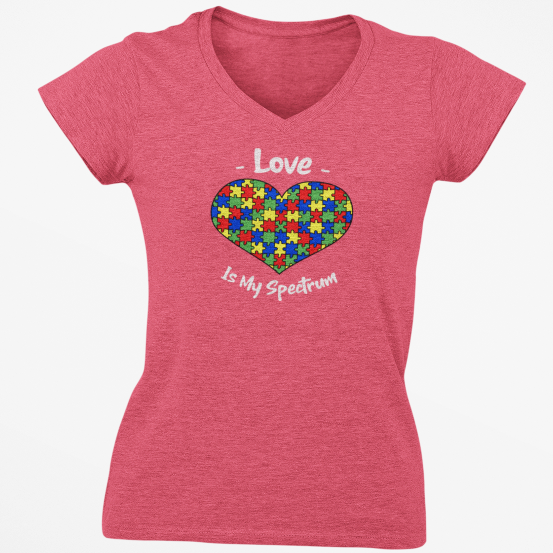 Love Is My Spectrum Autism Awareness V Neck Tee Shirt - Pooky Noodles