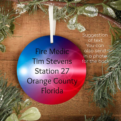 Fire Medic Personalized Ornament | Firefighter Paramedic Ornament | First Responder Gifts | Durable Metal - Pooky Noodles