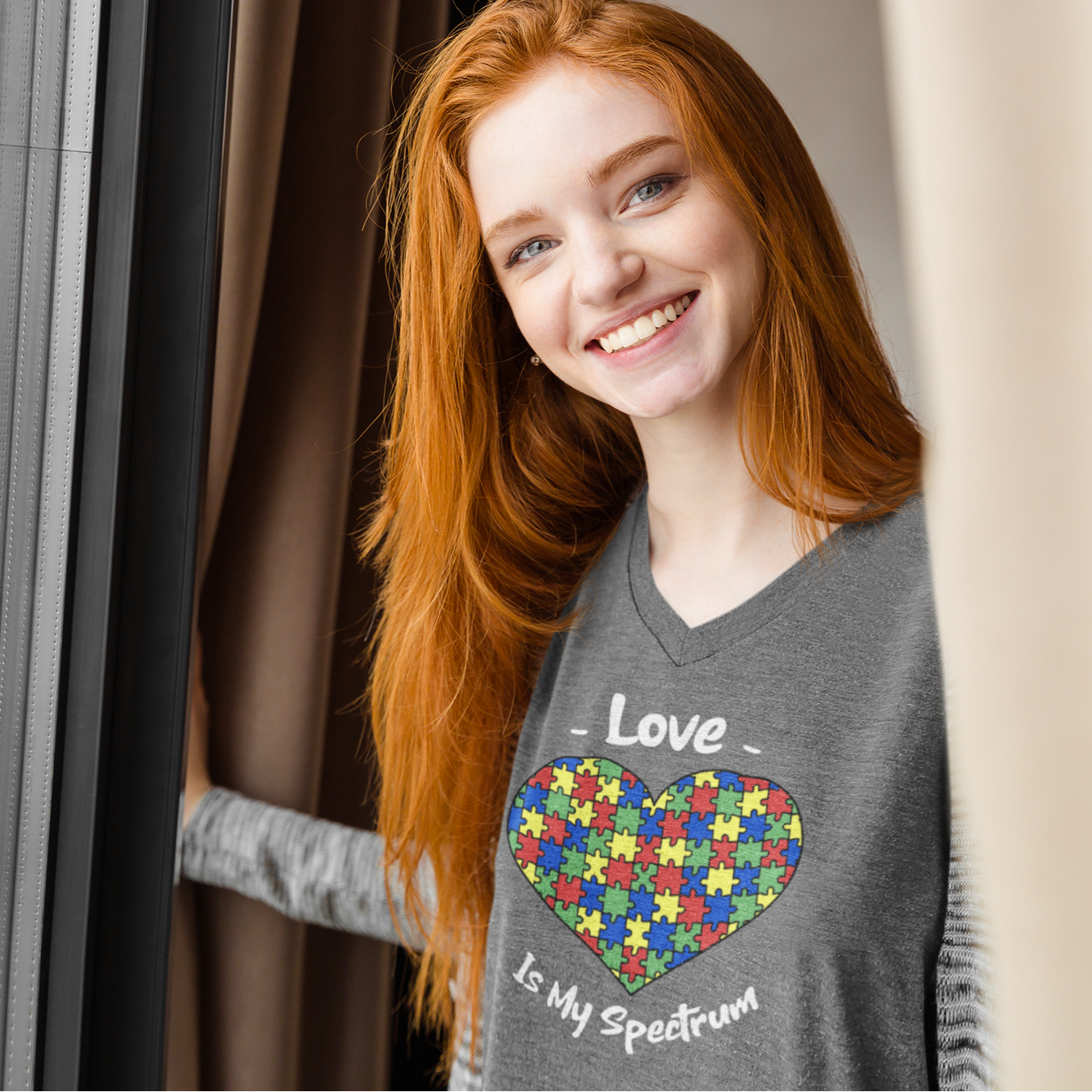 Love Is My Spectrum Autism Awareness V Neck Tee Shirt - Pooky Noodles