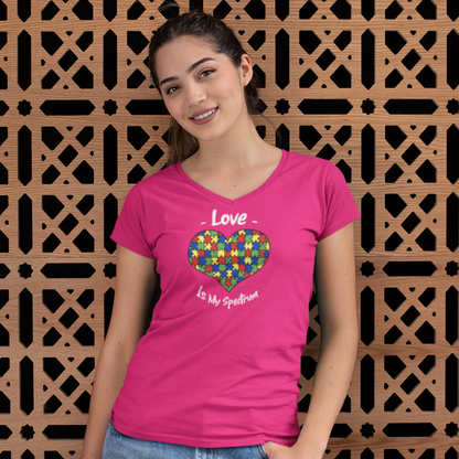 Love Is My Spectrum Autism Awareness V Neck Tee Shirt - Pooky Noodles