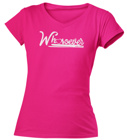 John 3-16 Whosoever Ladies V Neck T Shirt - Cold Dinner Club