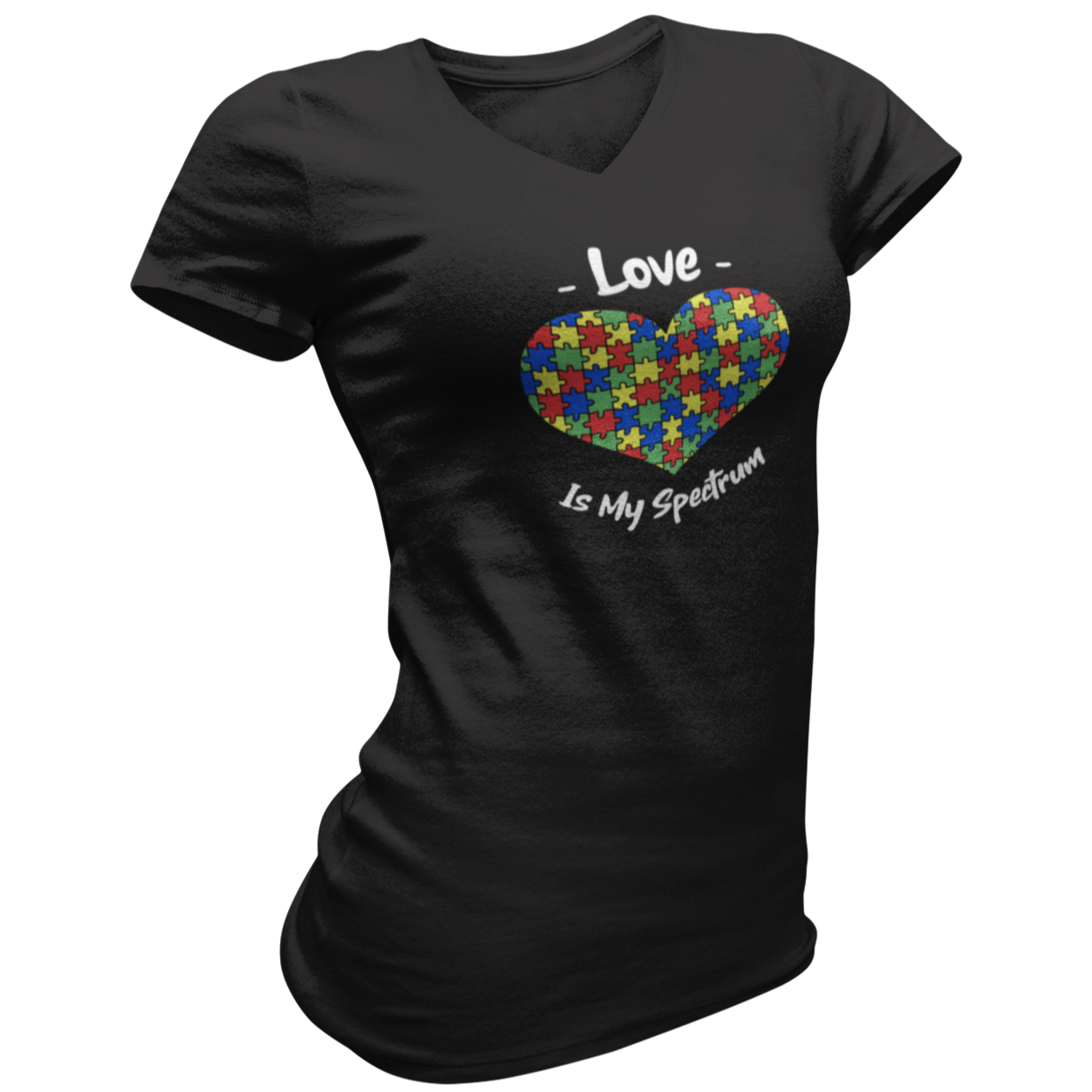 Love Is My Spectrum Autism Awareness V Neck Tee Shirt - Pooky Noodles