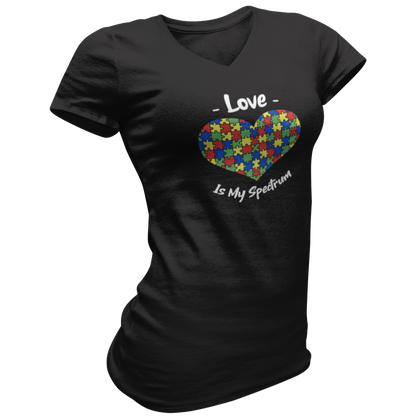 Love Is My Spectrum Autism Awareness V Neck Tee Shirt - Pooky Noodles