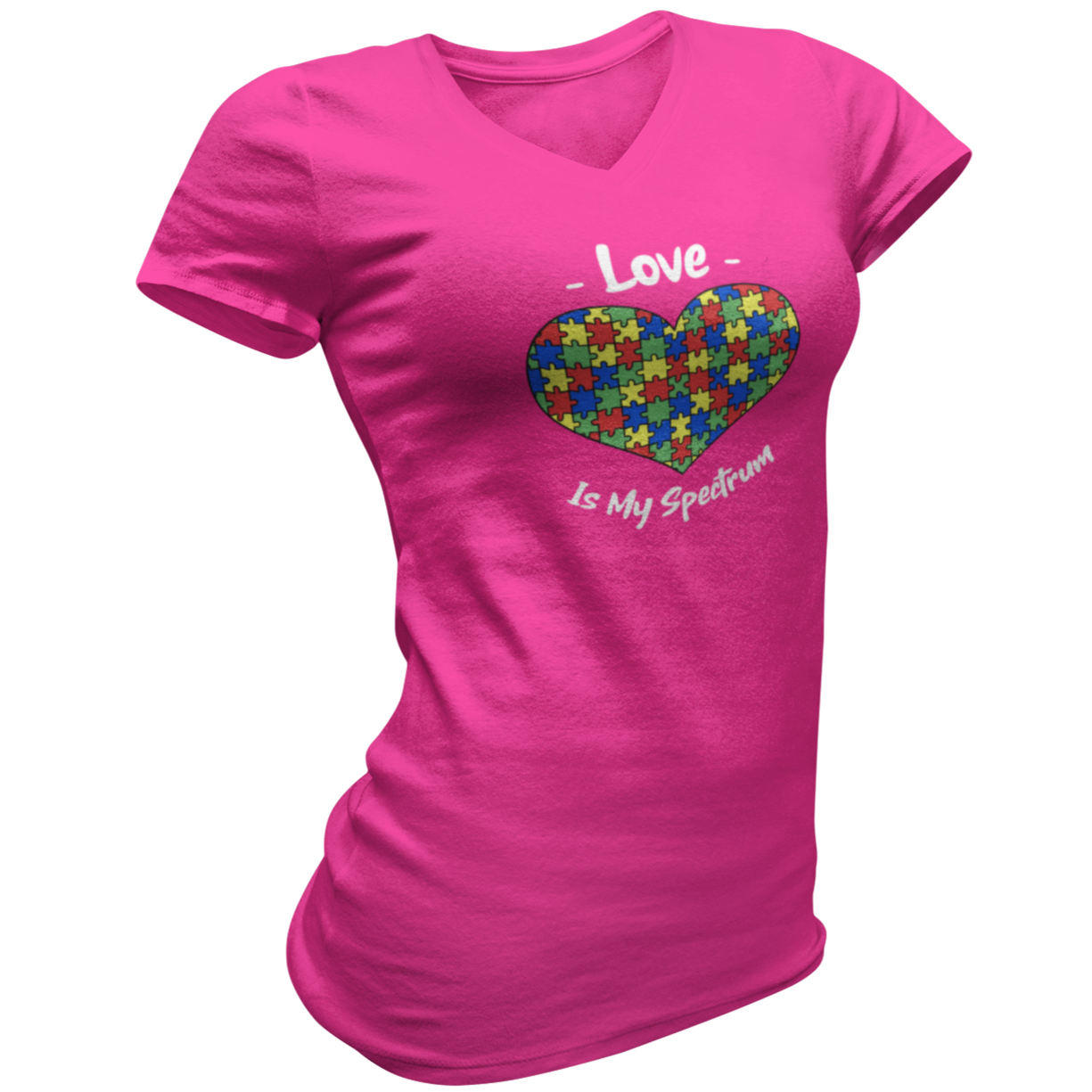 Love Is My Spectrum Autism Awareness V Neck Tee Shirt - Pooky Noodles