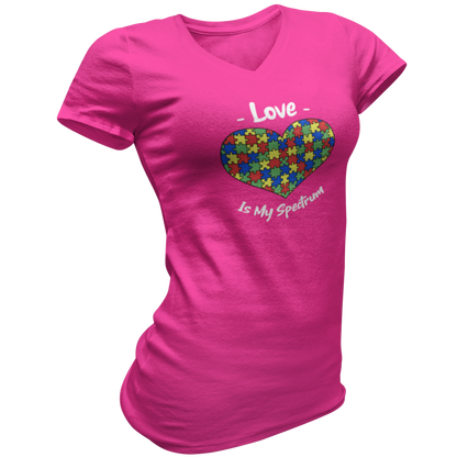 Love Is My Spectrum Autism Awareness V Neck Tee Shirt - Pooky Noodles