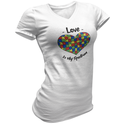 Love Is My Spectrum Autism Awareness V Neck Tee Shirt - Pooky Noodles